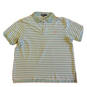 Polo Ralph Lauren Mens‎ 2XB Big Blue Stripe Short Sleeve Polo Shirt 100% Cotton